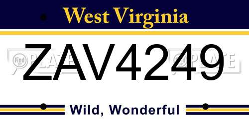 ZAV4249 West Virginia License Plate