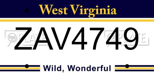 ZAV4749 West Virginia License Plate