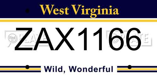 ZAX1166 West Virginia License Plate