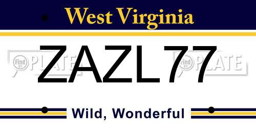 ZAZL77 West Virginia License Plate