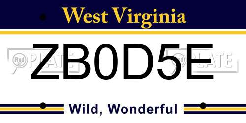 ZB0D5E West Virginia License Plate