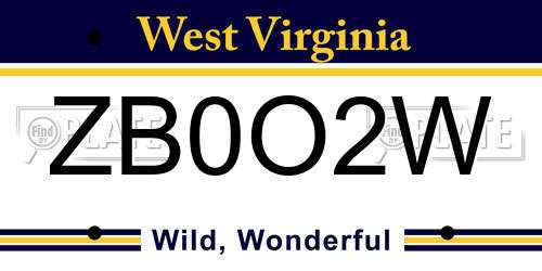 ZB0O2W West Virginia License Plate