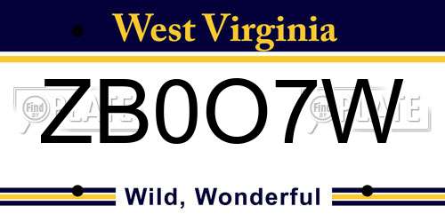 ZB0O7W West Virginia License Plate