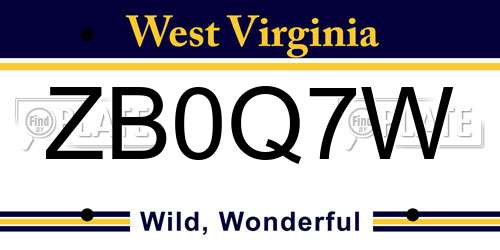 ZB0Q7W West Virginia License Plate