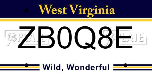 ZB0Q8E West Virginia License Plate