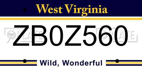 ZB0Z560 West Virginia License Plate