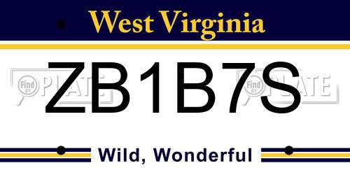 ZB1B7S West Virginia License Plate