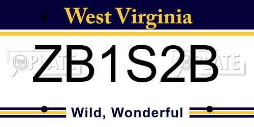 ZB1S2B West Virginia License Plate