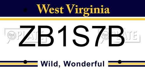 ZB1S7B West Virginia License Plate