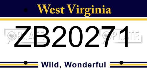 ZB20271 West Virginia License Plate