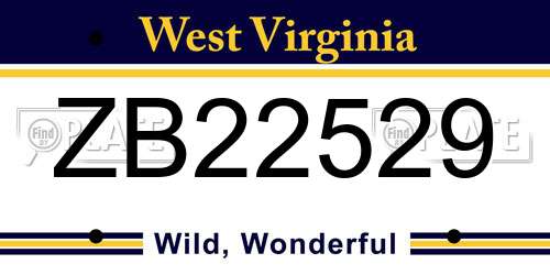 ZB22529 West Virginia License Plate