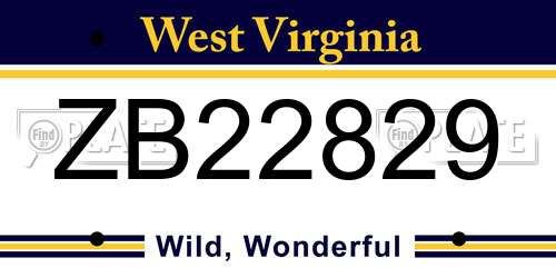 ZB22829 West Virginia License Plate
