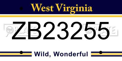 ZB23255 West Virginia License Plate