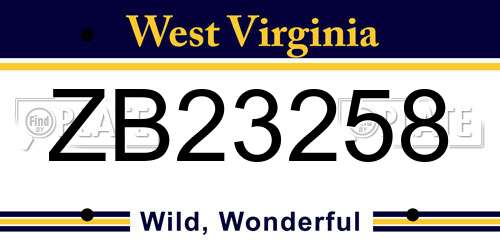 ZB23258 West Virginia License Plate