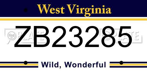 ZB23285 West Virginia License Plate
