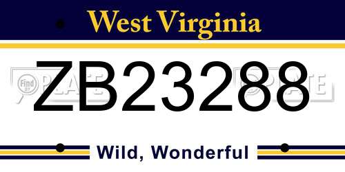 ZB23288 West Virginia License Plate