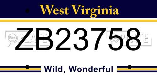 ZB23758 West Virginia License Plate