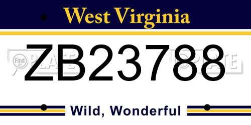 ZB23788 West Virginia License Plate