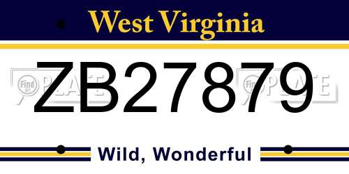 ZB27879 West Virginia License Plate