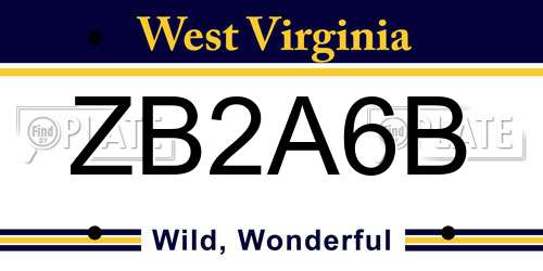 ZB2A6B West Virginia License Plate
