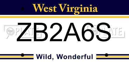 ZB2A6S West Virginia License Plate