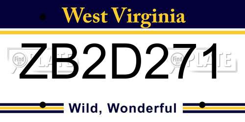 ZB2D271 West Virginia License Plate
