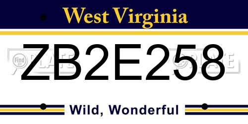 ZB2E258 West Virginia License Plate