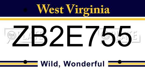 ZB2E755 West Virginia License Plate