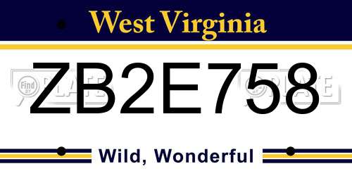 ZB2E758 West Virginia License Plate