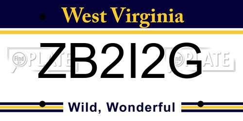 ZB2I2G West Virginia License Plate