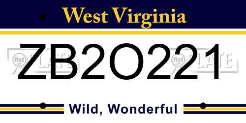 ZB2O221 West Virginia License Plate