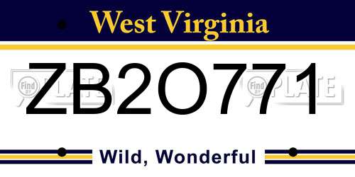 ZB2O771 West Virginia License Plate
