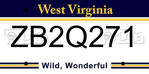 ZB2Q271 West Virginia License Plate