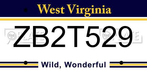 ZB2T529 West Virginia License Plate