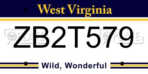 ZB2T579 West Virginia License Plate