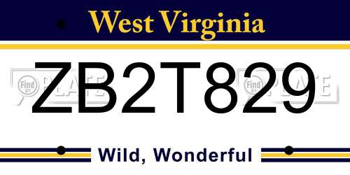 ZB2T829 West Virginia License Plate