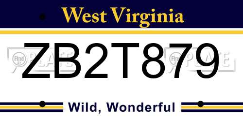ZB2T879 West Virginia License Plate