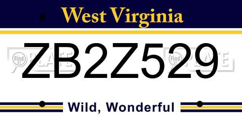 ZB2Z529 West Virginia License Plate