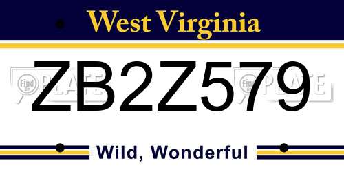 ZB2Z579 West Virginia License Plate