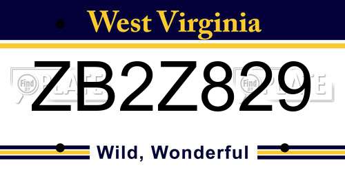 ZB2Z829 West Virginia License Plate