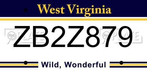 ZB2Z879 West Virginia License Plate