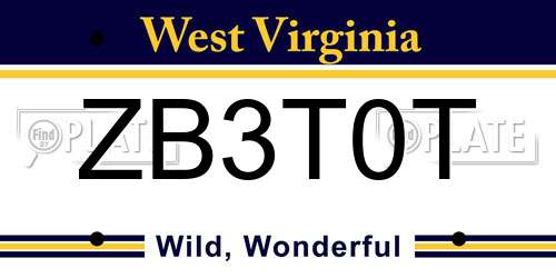 ZB3T0T West Virginia License Plate