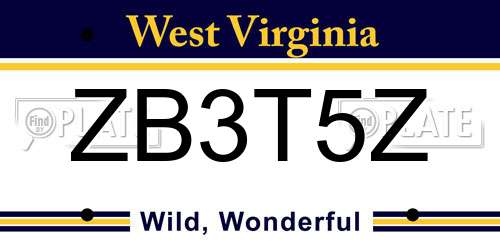 ZB3T5Z West Virginia License Plate