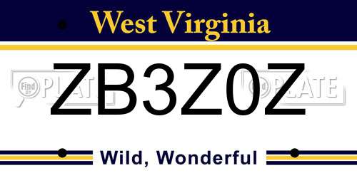 ZB3Z0Z West Virginia License Plate