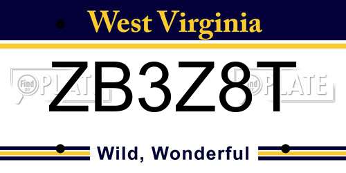 ZB3Z8T West Virginia License Plate