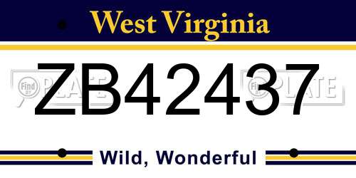 ZB42437 West Virginia License Plate