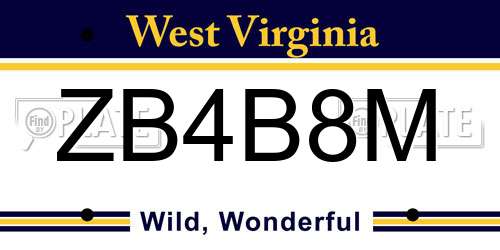 ZB4B8M West Virginia License Plate