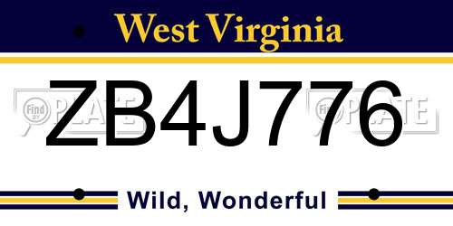 ZB4J776 West Virginia License Plate