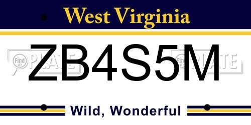 ZB4S5M West Virginia License Plate