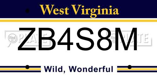 ZB4S8M West Virginia License Plate